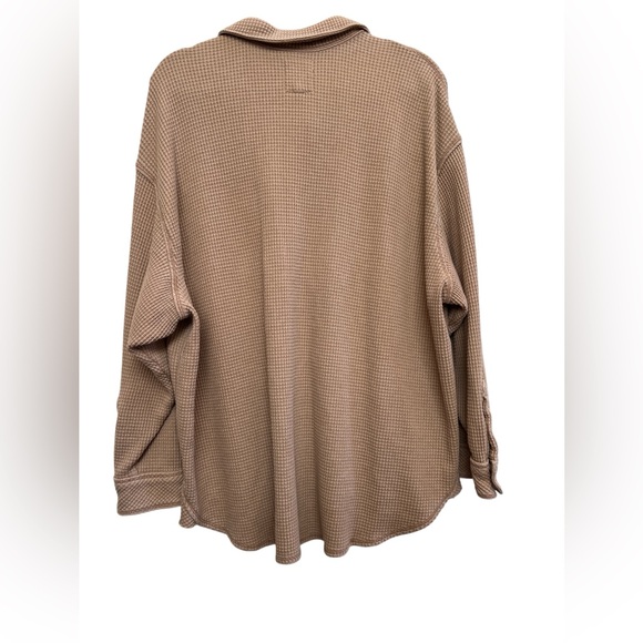 Aerie Tan Lumber Jane  Waffle Oversized Shirt/Jacket - Picture 2 of 6